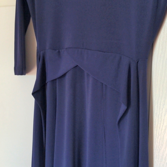 Purple Blue Long Draped Dress with Pockets - Picture 6 of 7